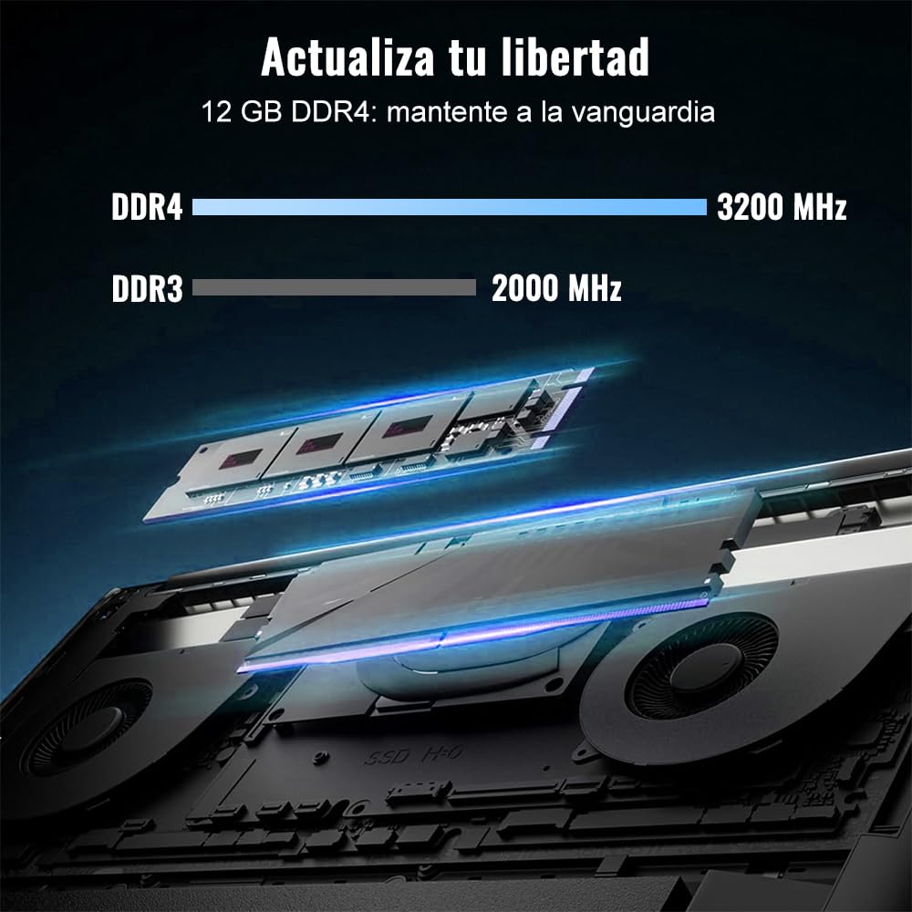 Ordenador Portátil 16 Pulgadas Celeron N5095 Up to 2.9Ghz, Portátil Win 11 con 5G WiFi 12+512GB SSD Expansión 1TB, BT 4.2 Mini Puerto Multimedia Portatiles Ventilador Refrigeración 1920*1200-Azul