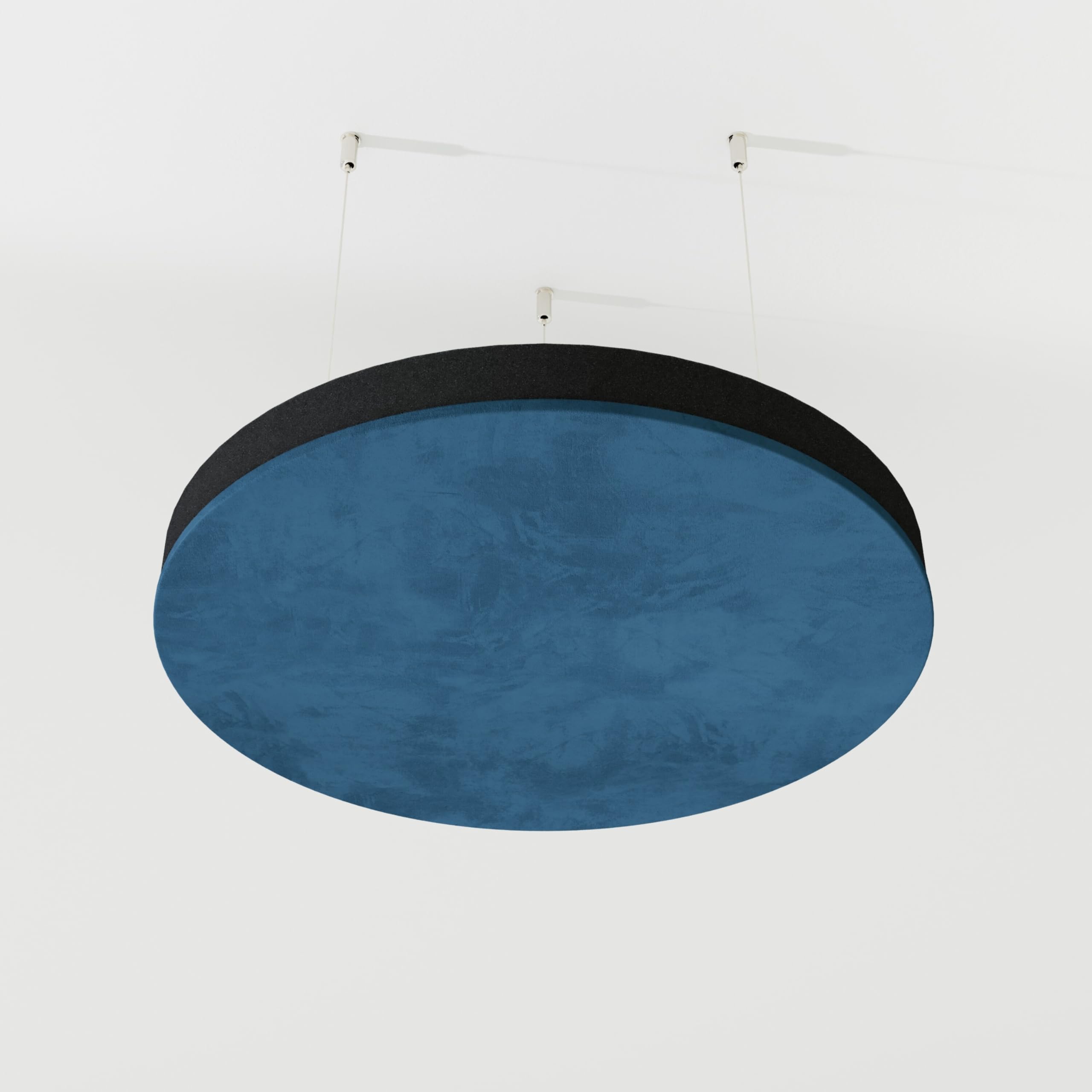 2er-Pack – Abgehängtes Decken-Akustikpaneel aus Samtstoff „CIRCLES-Cinematic“ mit Befestigungsset | Dekorative Akustiklösung (Wolken-Design) | Dekorative Schallabsorption | [CIRCLES | Blau]