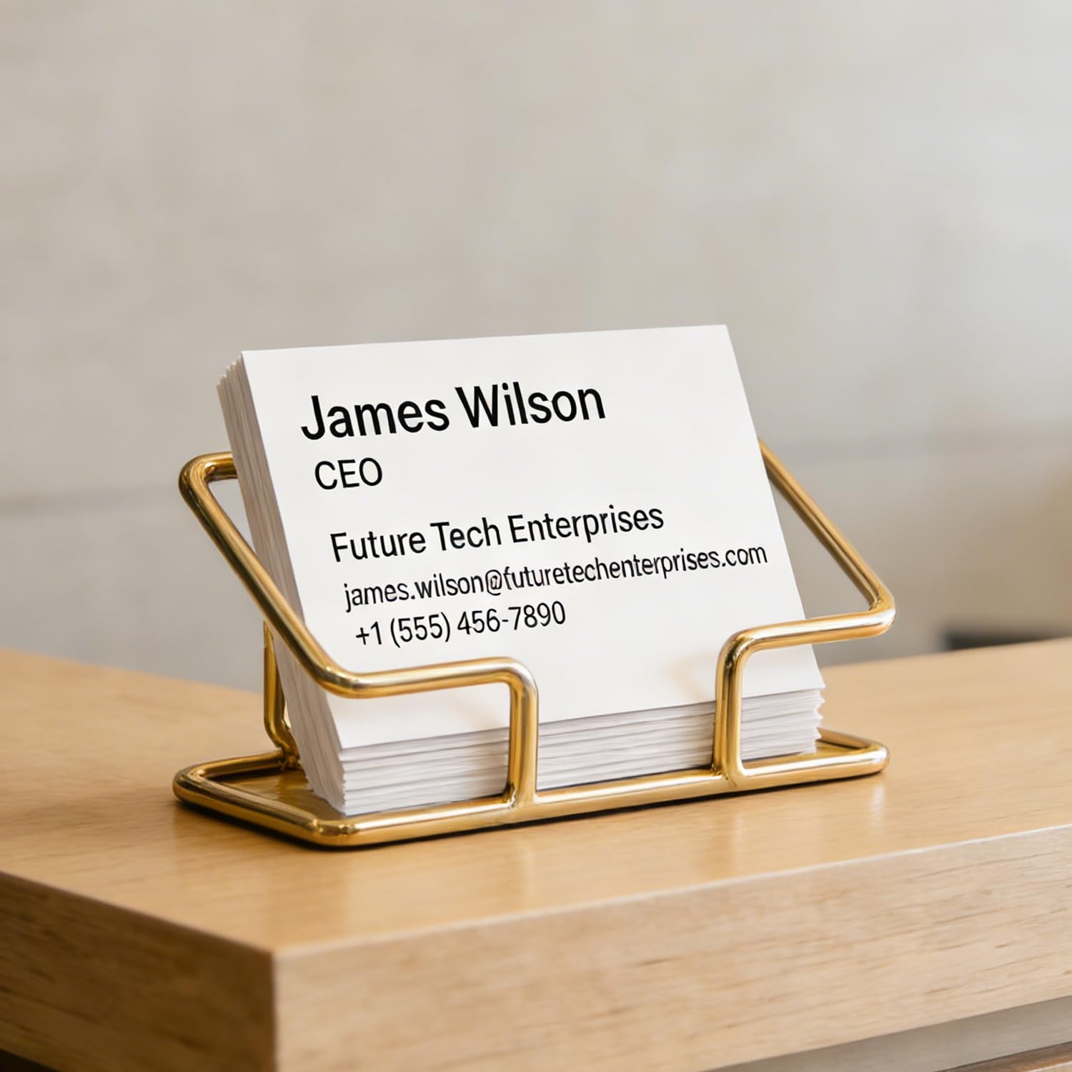 Business Card Holder for Desk, Metal Card Organizers, Cards Display Stand Holder for Office Home, Desktop Accessories for Women Men, Fits 100 Business Cards, Rose Gold