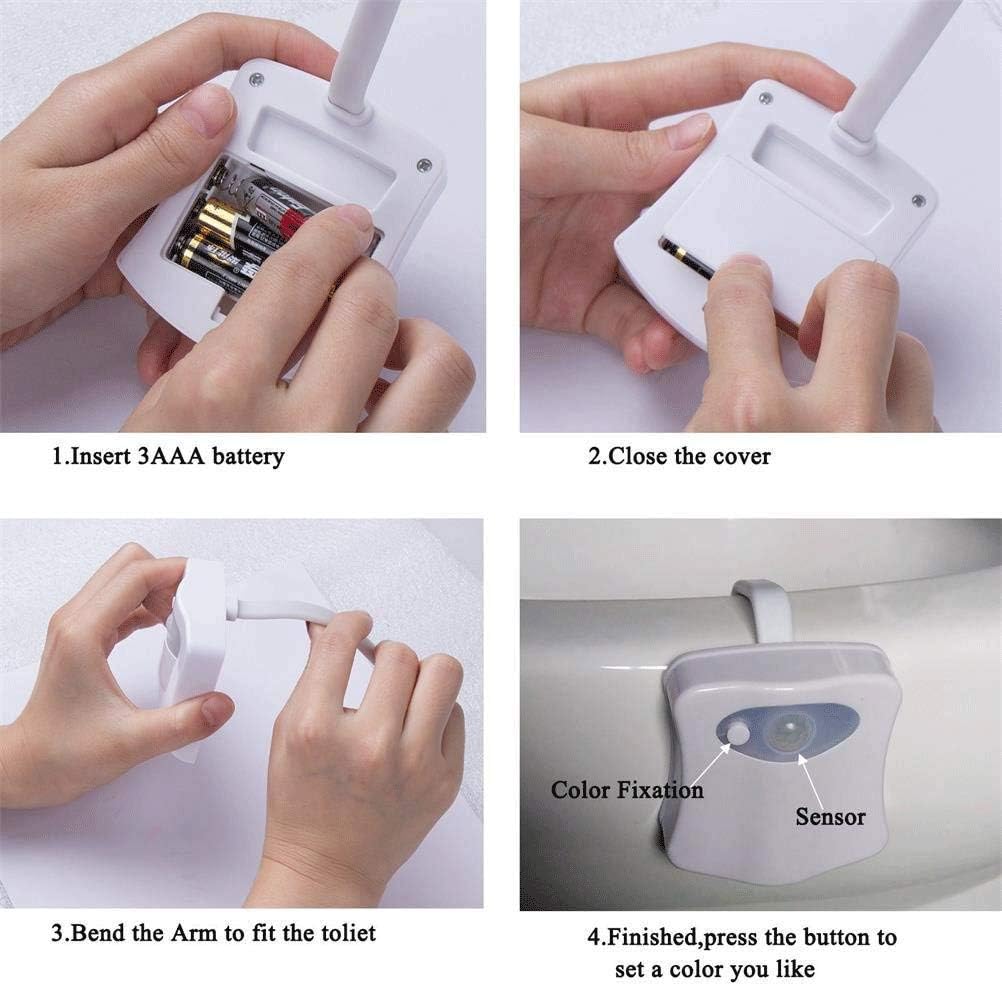 Toilet Night Light Motion Activated by ZSZT, Two Modes with 8 Color Changing, Sensor LED Washroom Night Light Fits Any Toilet (Practical Gift)