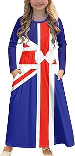 Long Sleeve Maxi Dress for Girls Holiday Dresses with Pocket 5-14 Year - Buy now