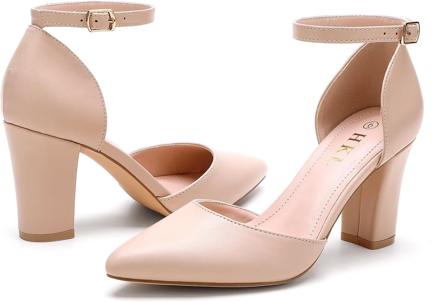 HKL Women's Closed Toe Pointed Toe Heels Pumps - Image 3
