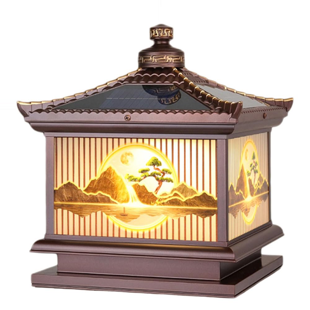 KNBVFHG Solar Patio Lantern Fence Post Lights Waterproof Outdoor Doorpost Pillar Lamp Super Bright Garden Villa Gate Home Courtyard Light for Exterior House Porch Patio Outside Garden Lighting