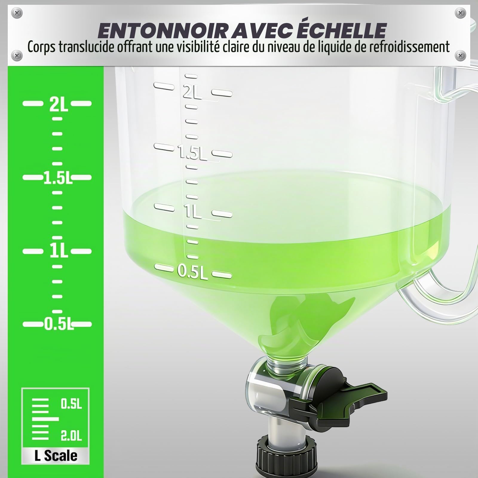 Swanlake Kit d'entonnoir de liquide de refroidissement anti-déversement avec adaptateurs. Compatibilité universelle 15 pièces.