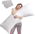 SHERWOOD Oreiller en coton pour le corps avec remplissage alternatif vers le bas.Combiner et rouler le progrès Oreil pour le Corps des adultes, oreiller long supportif doux pour les couches latérales, 20*54pouces