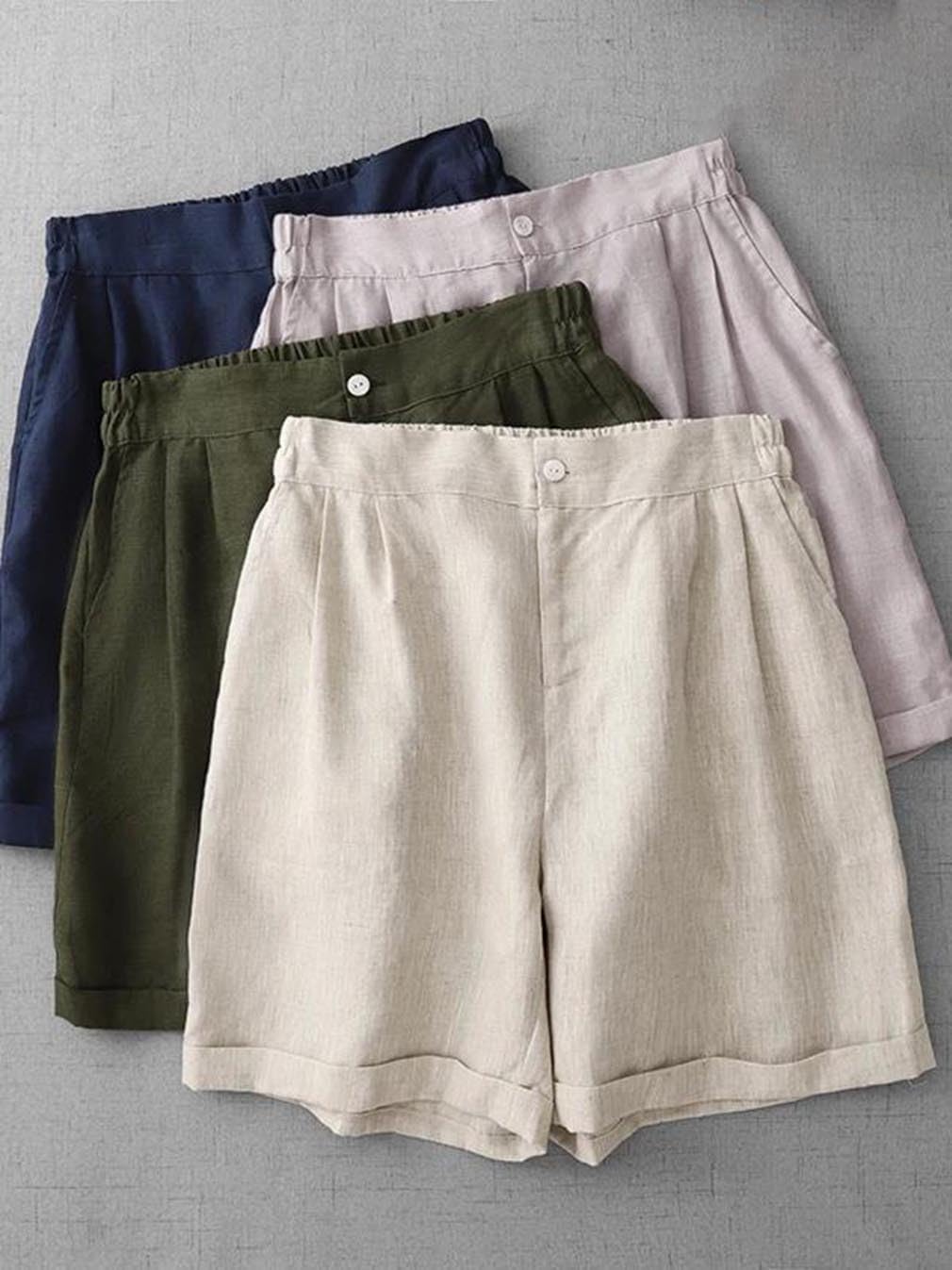 Women Slimming A-Line Shorts Elastic Waist Casual Wide Leg Pants Breathable Comfortable Short Pants