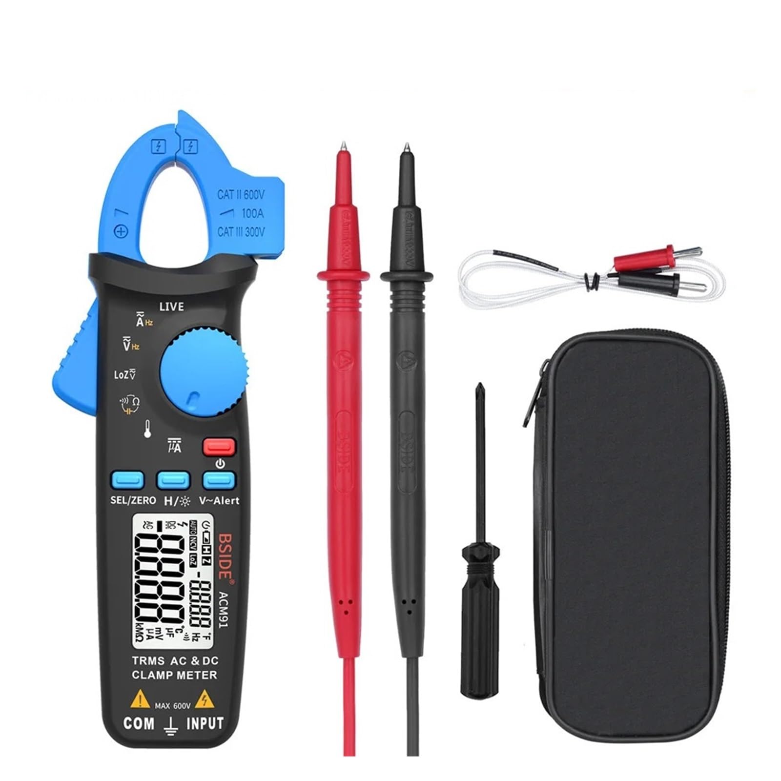 ACM91 Pinza amperometrica digitale True RMS AC DC rilevamento NCV | Misura corrente AC DC e valori elettrici senza scollegare i circuiti per manutenzione e diagnosi(ACM91(Blue))