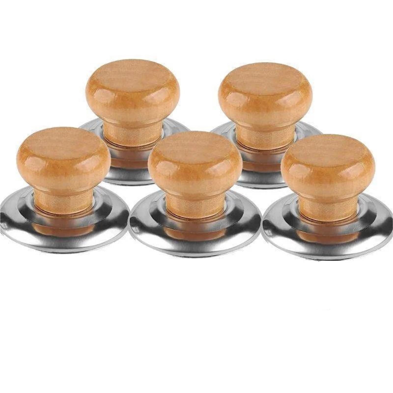 Stainless Steel Pot Lid Handles Replacement 20pcs Wood Knobs Heat Resistant Cookware