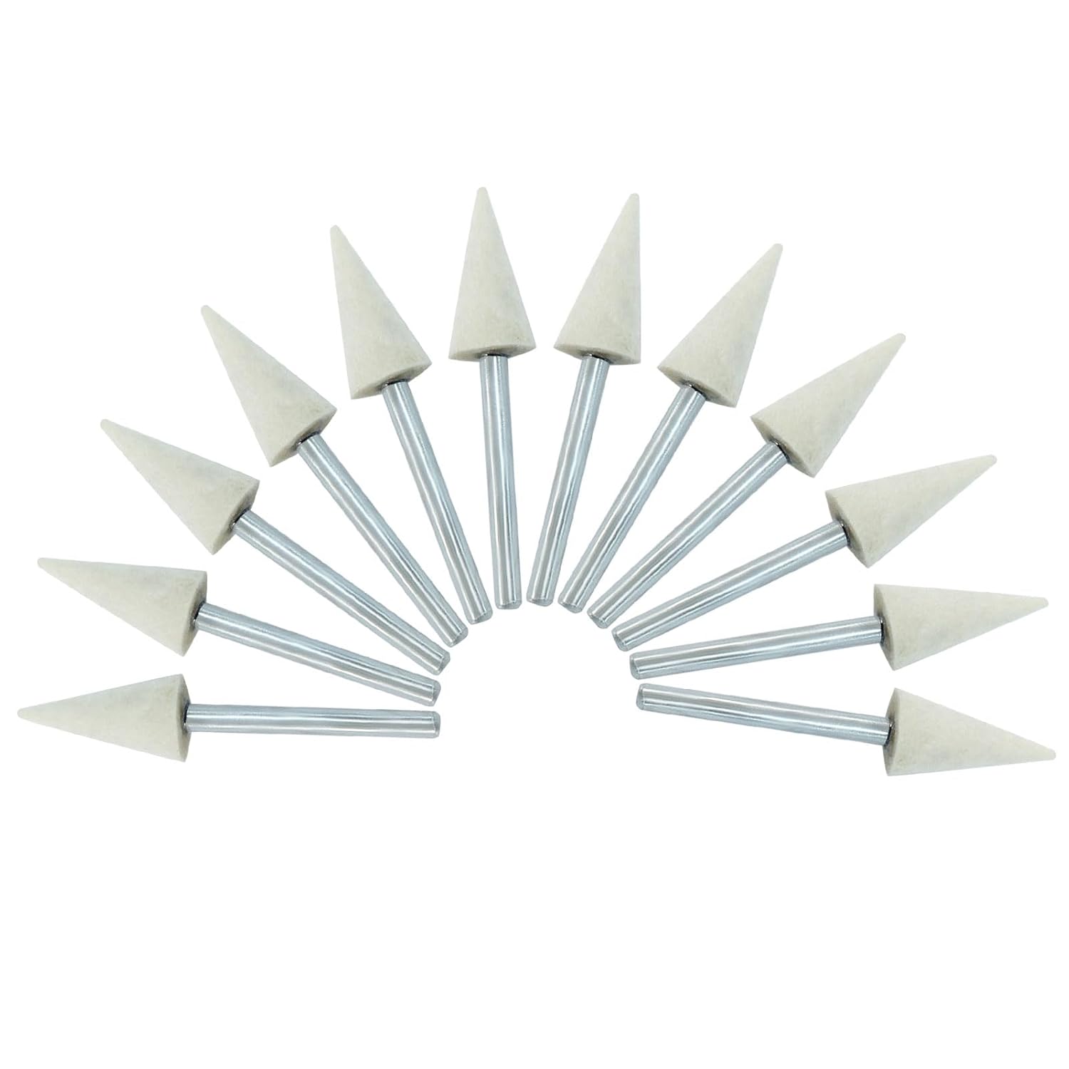 24 Pcs 8mm Wool Felt Mounted Points, Conical Polishing Bits Burrs Buffing Wheels, 1/8" Shank for Jewelry/Glass/Mould