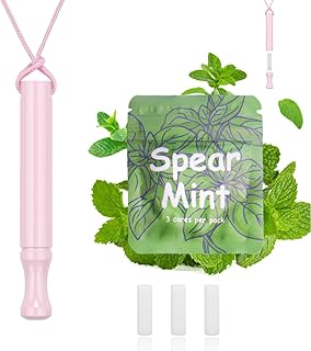 LAMKHOO Breathing Necklace to Quit Smoking and Vaping with Refillable Mint Pods, Stop Smoking Aids Fidget Necklace, Smokeless Inhaler for Adults with Enameled Surface, Includes 3 Mint Cotton Cores