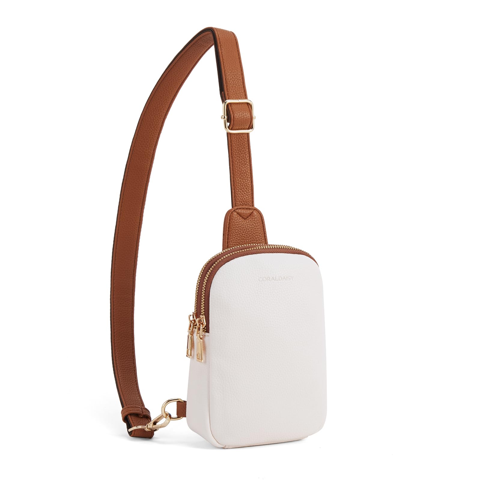 CORALDAISY Sling Bag for Women Vegan Leather Small Purses Fanny Pack Crossbody Bags for Women Cell Phone for Travel Gifts for Her (0-white)