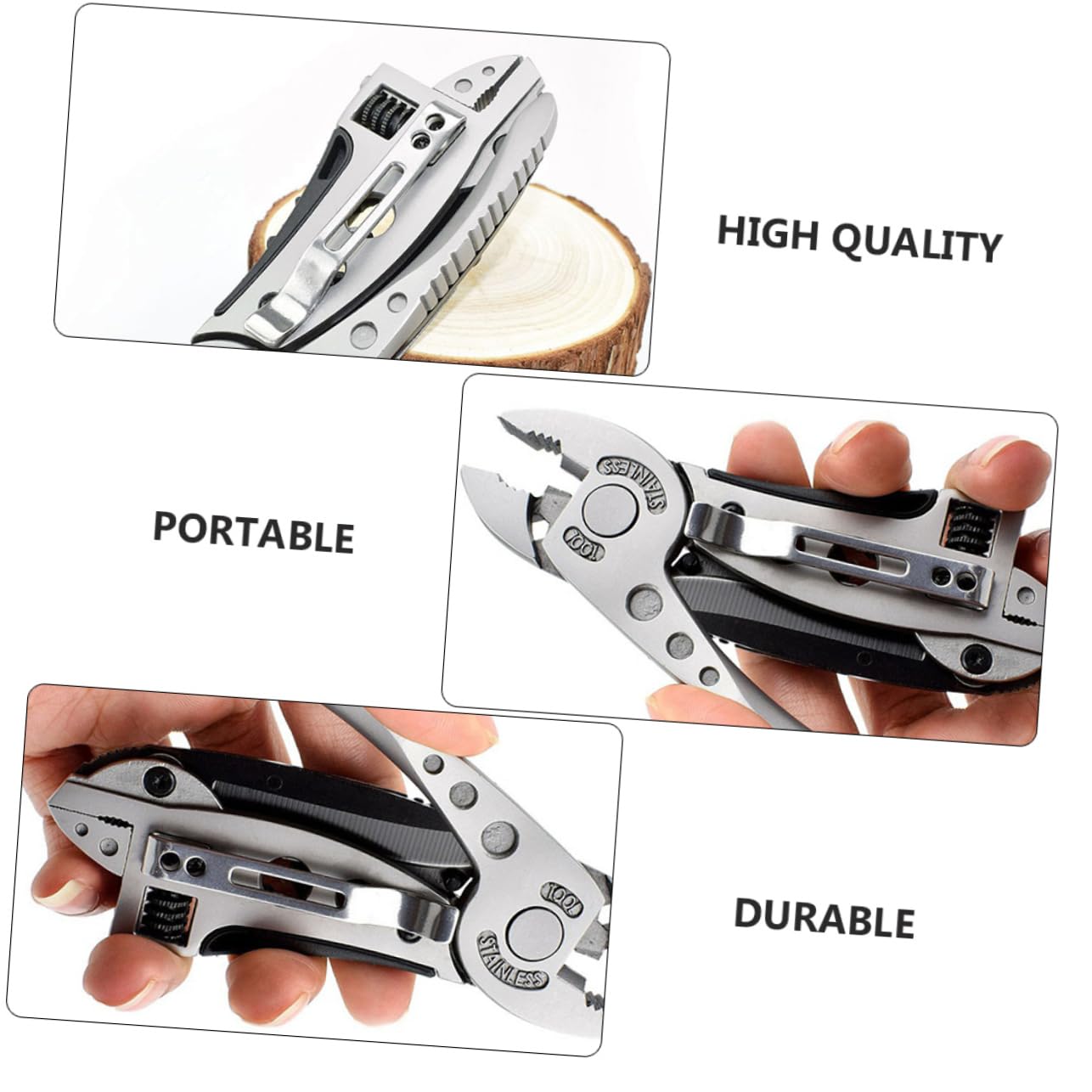 SHINEOFI Pinces Multifonctions Portables Outil Multi-usage Compact en Acier Inoxydable 2 Pièces pour Camping et Activités de Plein Air