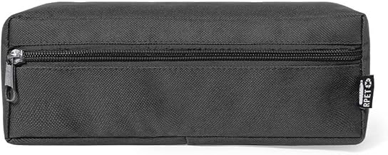 Multi-purpose Rectangular School Pencil Case, 22 x 8 x 5 cm, with Front Zip Closure and Metal Pull, Black, Black/White, Fashionable and functional