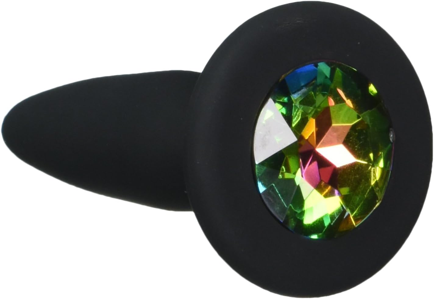 Анальная втулка Джага-Джага силиконовая, черная с  разноцветным кристаллом сердце  508-14 MULTICOL-DD - Джага-Джага - Анальные пробки со стразами - Купить