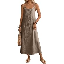 Women Cotton Linen Backless Spaghetti Strap Maxi Dress Plus Size Flowy Solid House Summer Casual Party Beach Dresses
