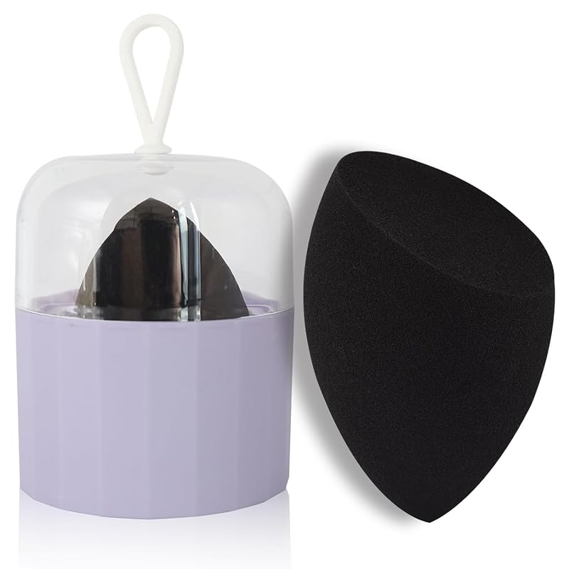 Conjunto de esponjas de maquiagem Banidy com estojo ventilado para rosto, preto