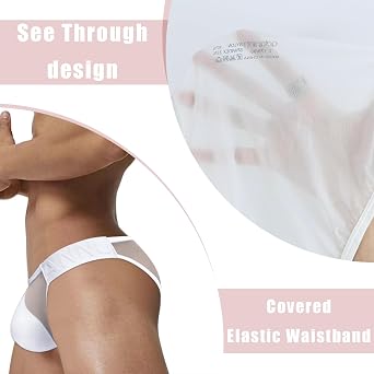 Meshal Sheer Men's Bikini Briefs Silky Smooth Sexy Seamless Lingerie See Through Bulge Ball Pouch Underwear