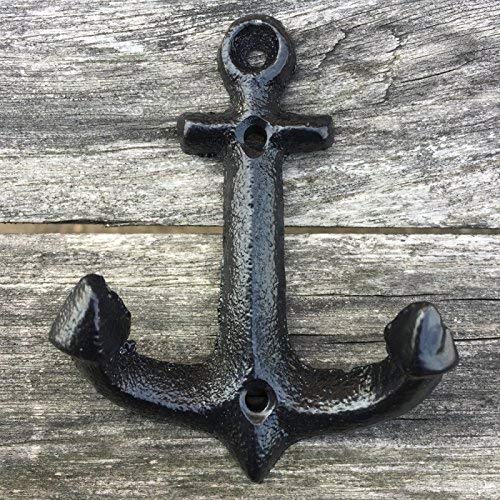 Nautical Cast Iron Ship Anchor Weathered Nautical Wall Hooks Coat Hook, Screws Included (5 Pcs) #TOP4