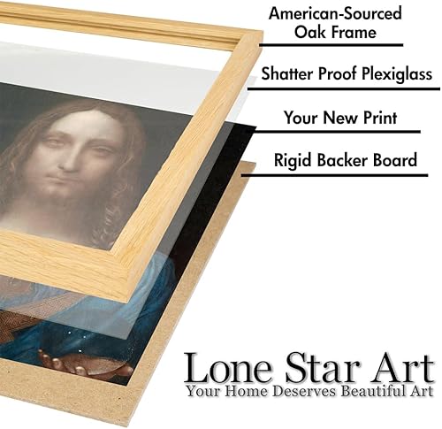 Miniatura 5 de Salvator Mundi - Póster enmarcado de 11 x 14 pulgadas, retrato cristiano de Leonardo da Vinci, pintura al óleo, Jesucristo Salvador del mundo. Obra