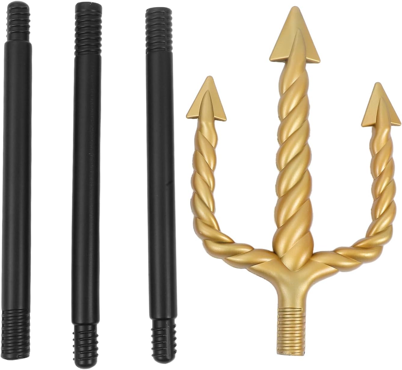 OSALADI Golden Trident Costume Prop Black Telescopic Pole, Mythology Sea God Role Play Accessory for Adult Halloween and Cosplay Events