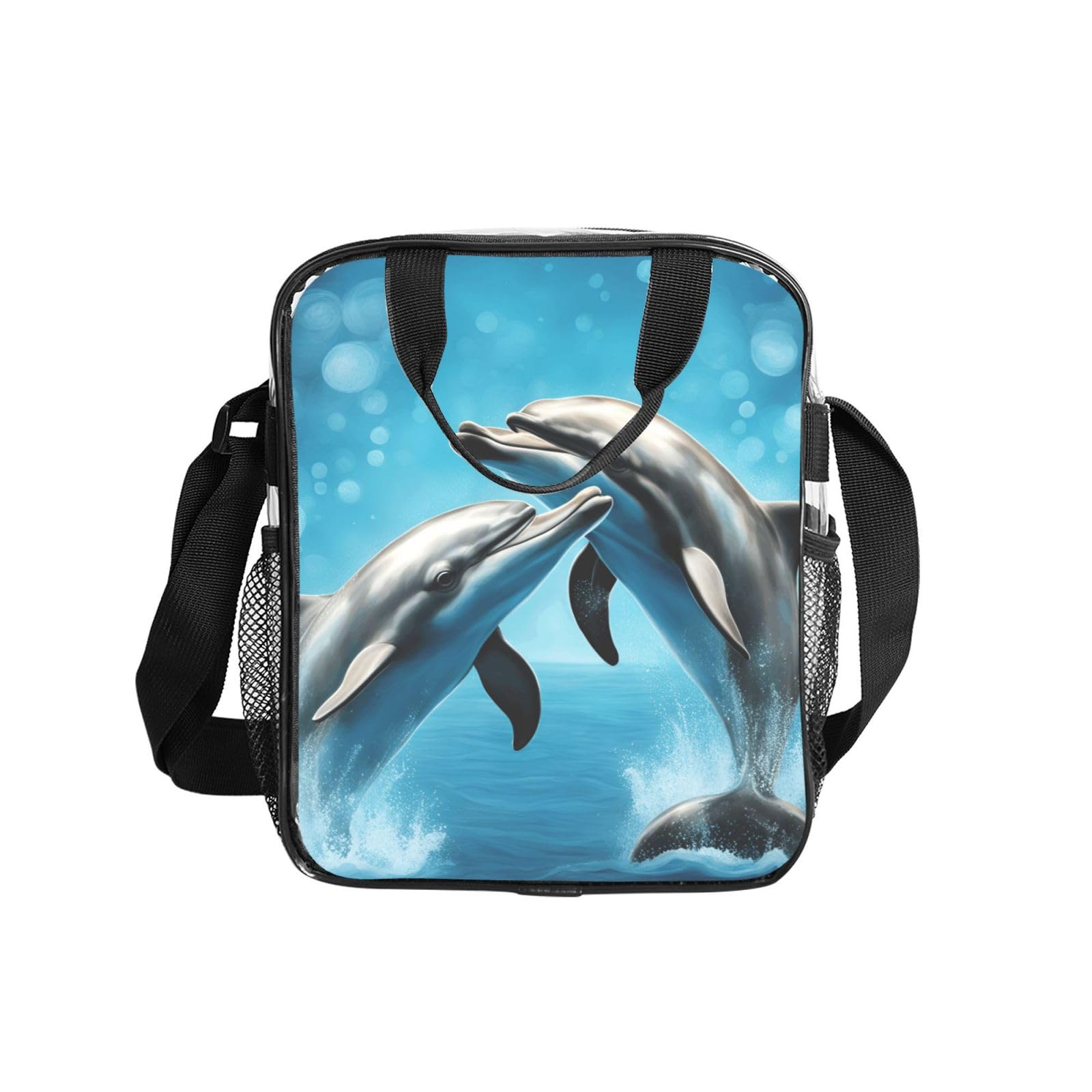 Sac transparent dauphins amoureux idéal pour le déjeuner au travail