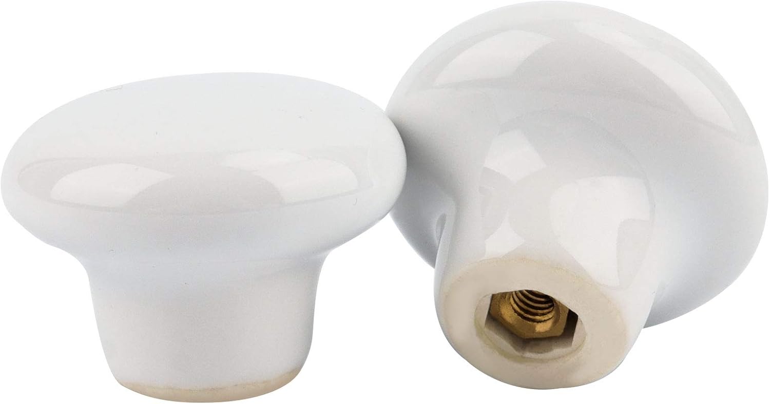 ZOENHOU 30 PCS White Ceramic Cabinet Knobs, Vintage Ceramic Round Door Knobs with 30 Original Screws (0.98 Inch), Pull Door Drawer Handles for Dresser Kitchen Cupboard Bathroom Locker