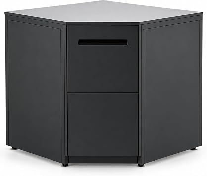 cozze Elements Outdoor Kitchen Corner Module with HPL Worktop, Modular Outdoor Kitchen Cabinet for BBQ Island & Grill Station, Zinc-Plated Powder-Coated Steel, Matte Black, 90 x 90 x 90 cm