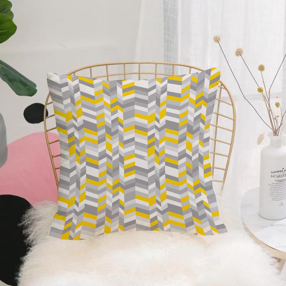 HYOSXW Cushion Cover,Throw Pillow Case Home Decorative for Living Room Bedroom Sofa Chair 16X16 Inch,Geometry, zigzag pattern, grayish yellow, 3D herringbone pattern,Pillowcase 40X40cm