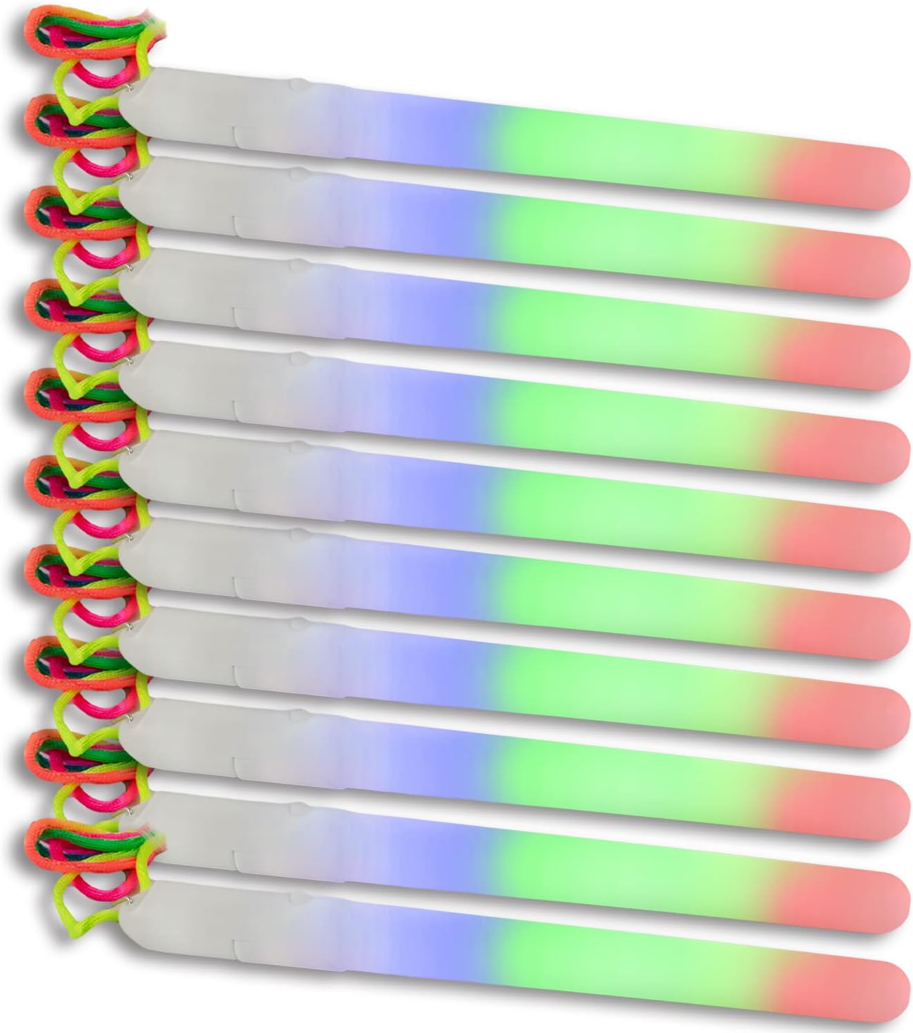The Glowhouse Flashing LED Party 7" Glow Sticks Multi-coloured Rainbow Wand with safety clasp Lanyard (Pack of 10)