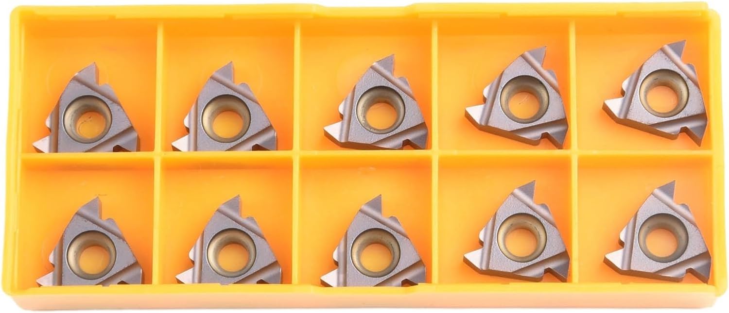 10 Pack 16ER AG60 Carbide Threading Inserts For SER1616H16 Lathe Holder, Indexable Turning Tool Tips For Semi-Finishing And Finishing Steel Cast Iron Processing, 13Mm Length