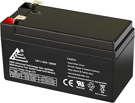 ECI Power 1.3Ah 12V Battery - Rechargeable SLA AGM with F1 Terminals, Sealed Lead Acid Small 12 Volt Battery Replacement Backup for Auxiliary, Mower, UPS, Security Equipment, Alarm Batteries