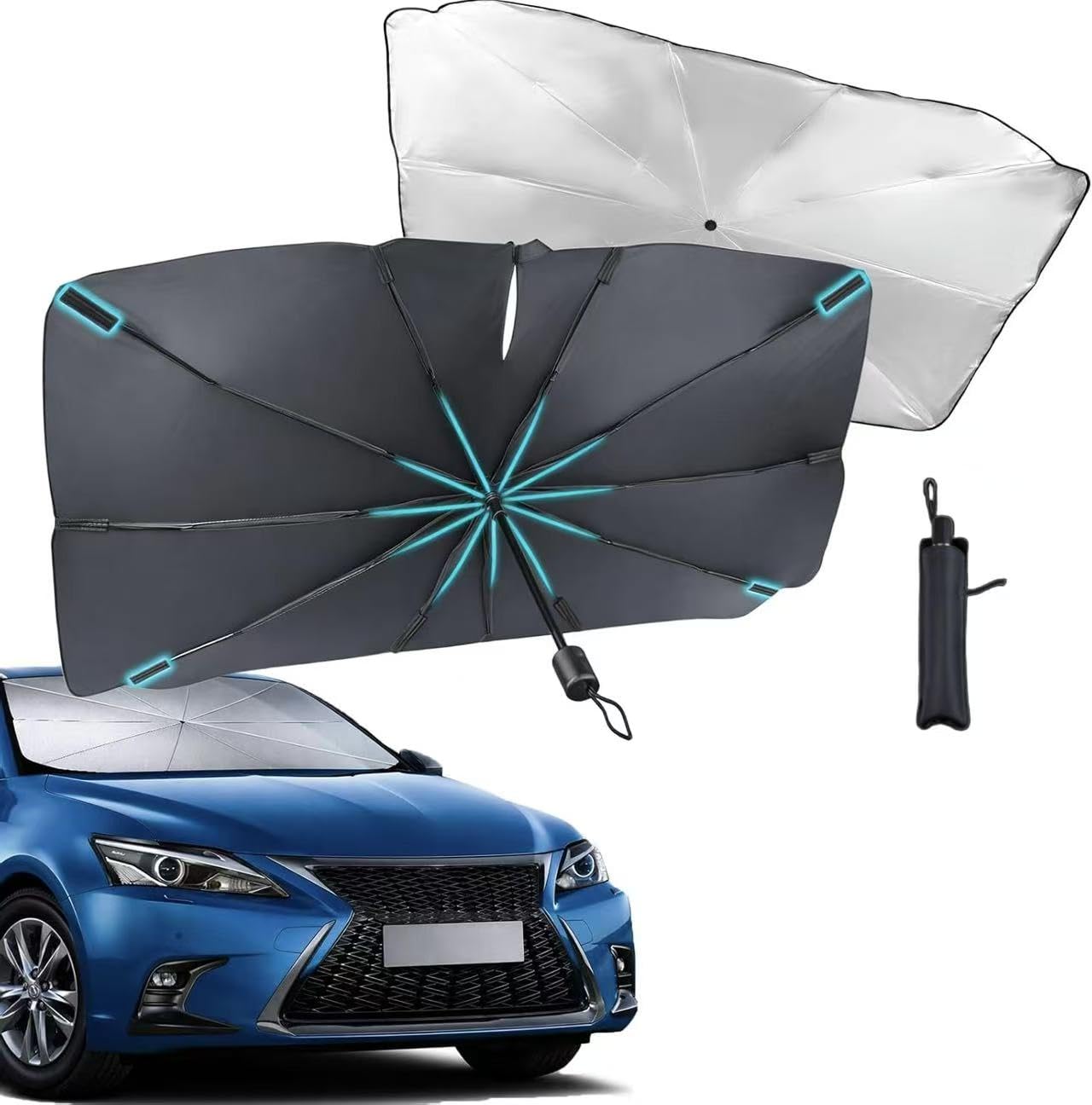 VAPORVERSE Car Umbrella Shade for Windshield for VW Golf SW 8 (VIII) CG5 I 2020-2024,Front Windscreen Foldable Car Sun Shade for Windshield Sun Shield Cove,A