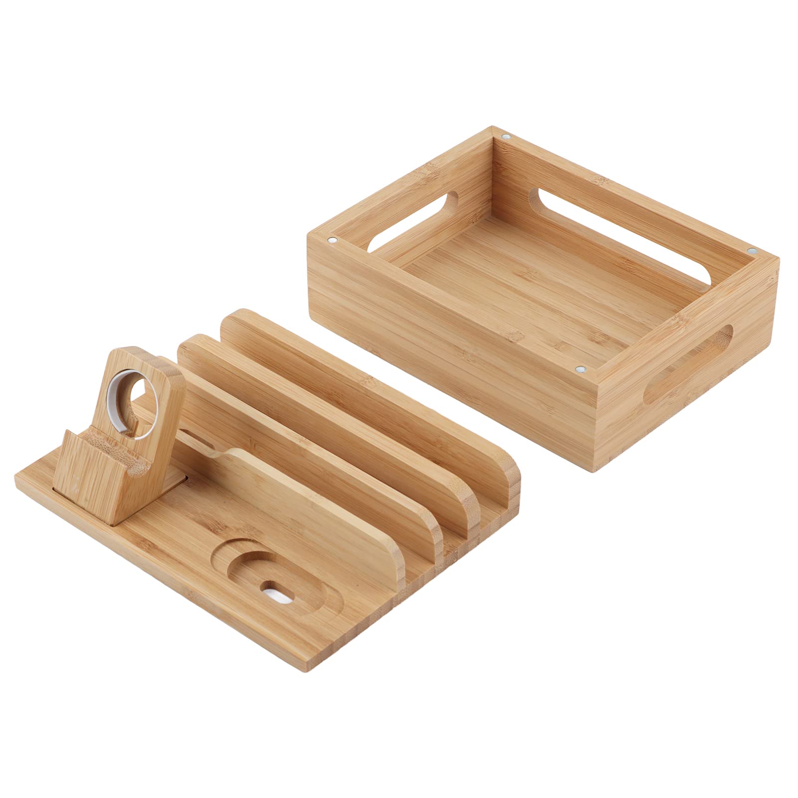 Charging Organiser, Mobile Phone Charging Station Dock, Wooden Charging Organiser for Home, Office and Family