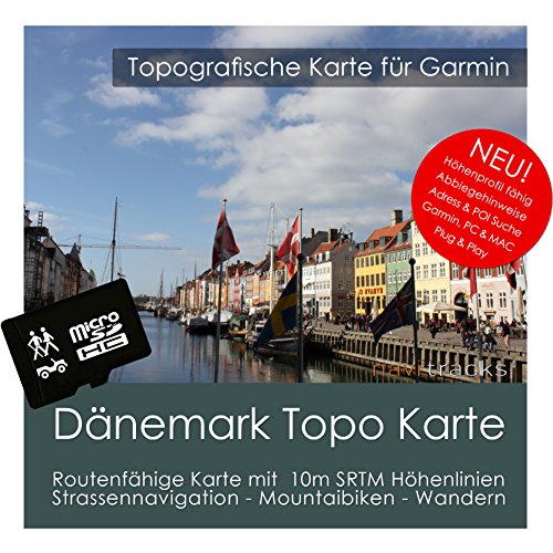 Dänemark Garmin Karte TOPO 4 GB microSD. Topografische GPS Freizeitkarte für Fahrrad Wandern Touren Trekking Geocaching & Outdoor. Navigationsgeräte,