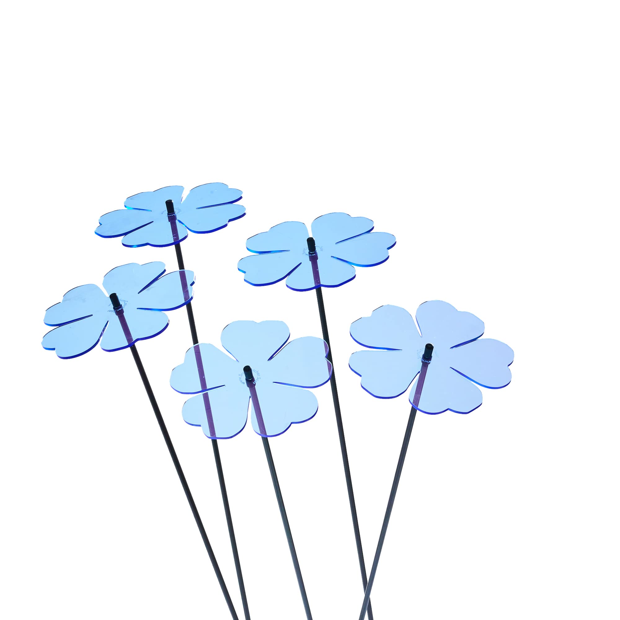 Sun Catcher Garden Decor Fluorescent Blue Suncatcher Garden Decor Vibrant Double Blossoms Set Of 5 Glowing Garden Stakes, 50Cm,19.7Inch High Outdoor Yard Accessory, Gift For Gardener, Colour: