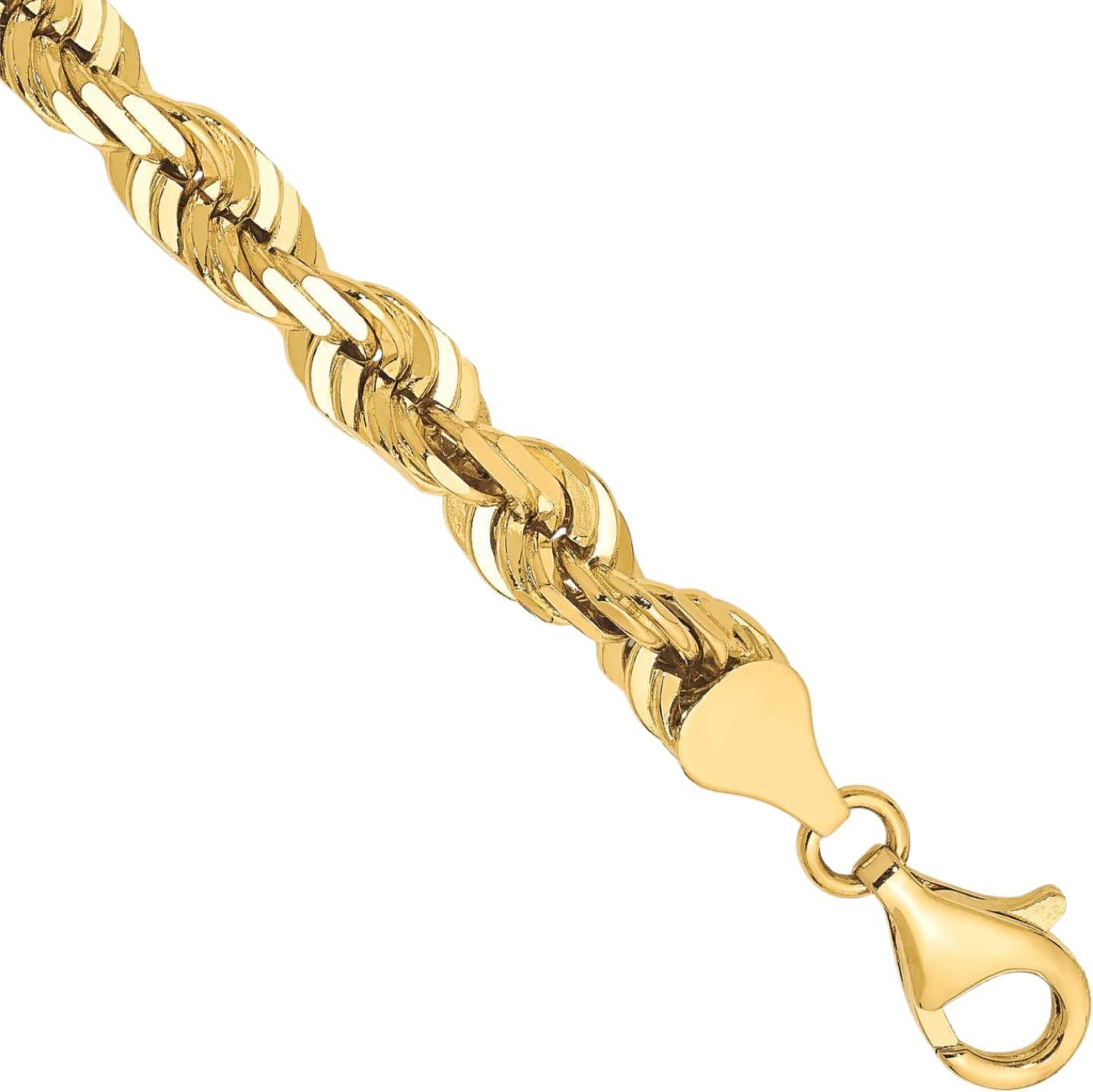 IceCarats 10K Solid Yellow Gold 6.5mm Thick Rope Chain Bracelet Anklet Diamond Cut