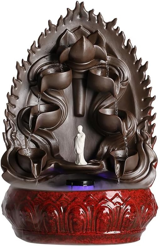 Water Fountains Indoor Tabletop Fountain Creative Water Flowing Ornaments Fountain Humidifier Chinese Zen Home Office Living Room Study Desktop Decorations Tabletop Fountain