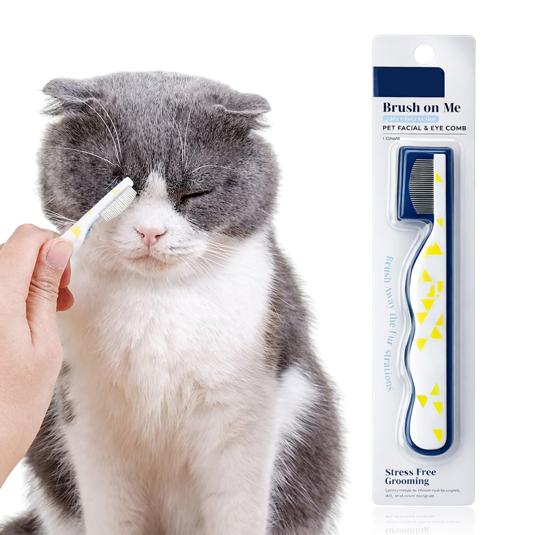 1 Unit, Pet Comb, Curved Facial Brush, Mini Comb for Face, Cleaning and Care Located Hair in Dogs and Cats, Small 1 cm, White