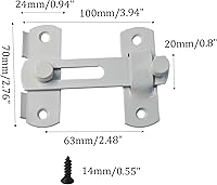 Vista 2 de 4 pestillos de puerta de granero de 3.94 pulgadas, cerradura abatible de 180° para puertas correderas, pestillos de puerta de seguridad