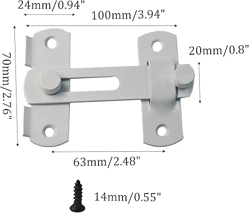 Miniatura 2 de 4 pestillos de puerta de granero de 3.94 pulgadas, cerradura abatible de 180 para puertas correderas, pestillos de puerta de seguridad para