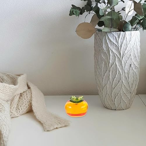 Miniatura 6 de ABOOFAN Figura de cristal de caqui, estatua de caqui artificial, figura de fruta de cristal, pisapapeles coleccionable, fruta de vidrio para