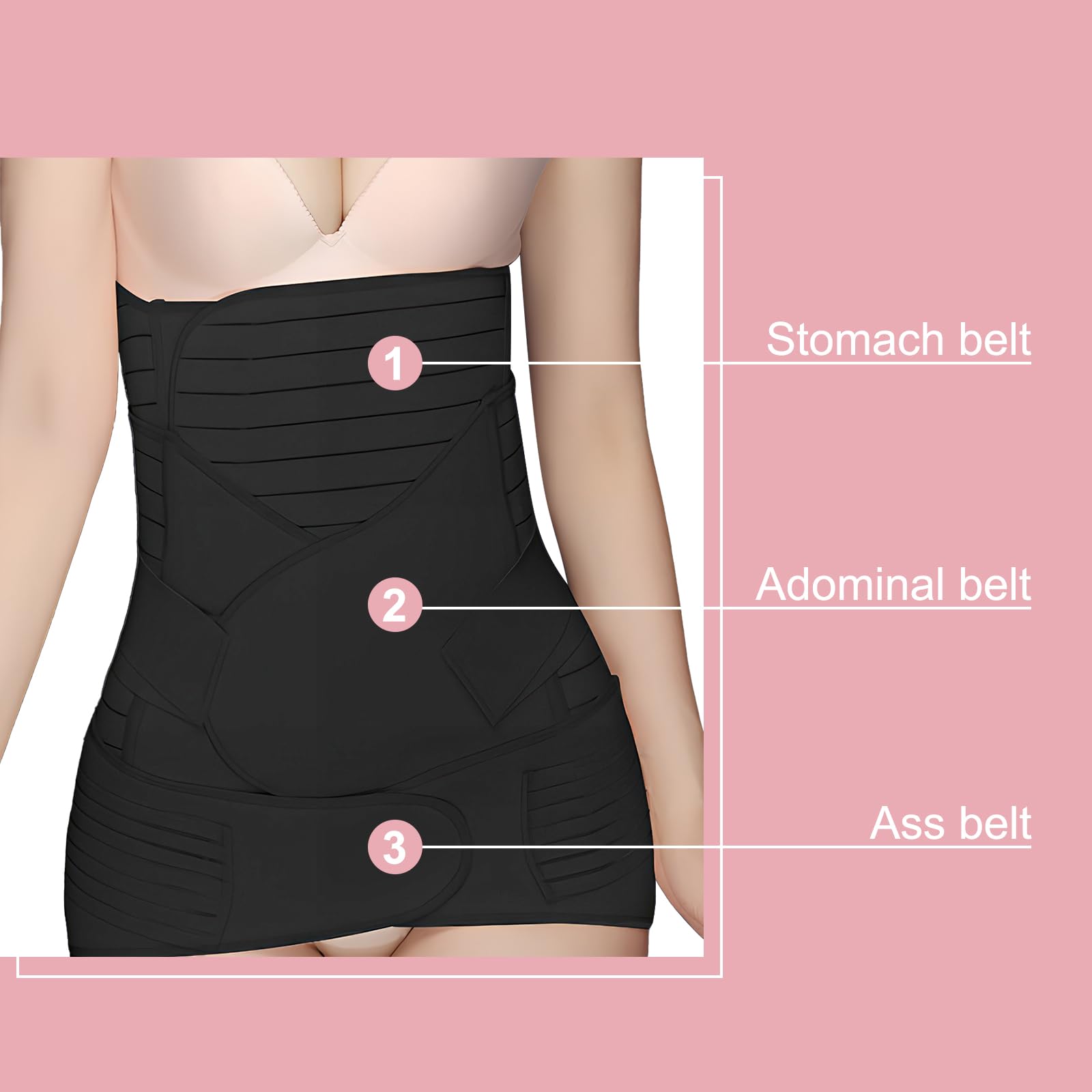 3 in 1 Cintura Post Parto, Cintura Addominale Donna, Regolabile, Traspirante, con Cintura Pelvica, Cintura Elastica per Pancia M L XL, Cintura di Sostegno per Gravidanza Lombare Schiena (Beige, XL)