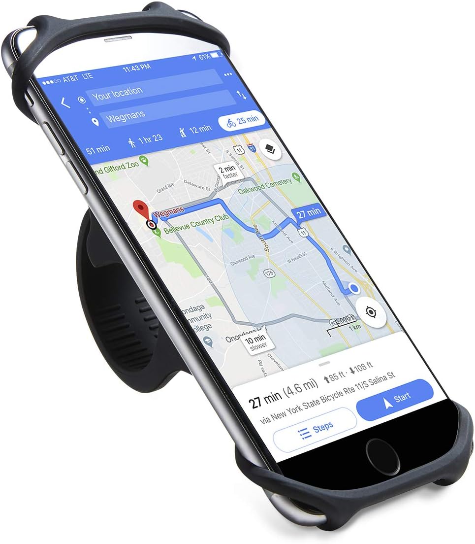 Bike Phone Mount, Motorcycle Cell Phone Holder– Universal Any Phone or Bicycle Handlebar, Non-Slip Shockproof Bike Phone Holder for Stem Mounting 4"-7" Screen Smartphones, Designed for Road & Touring