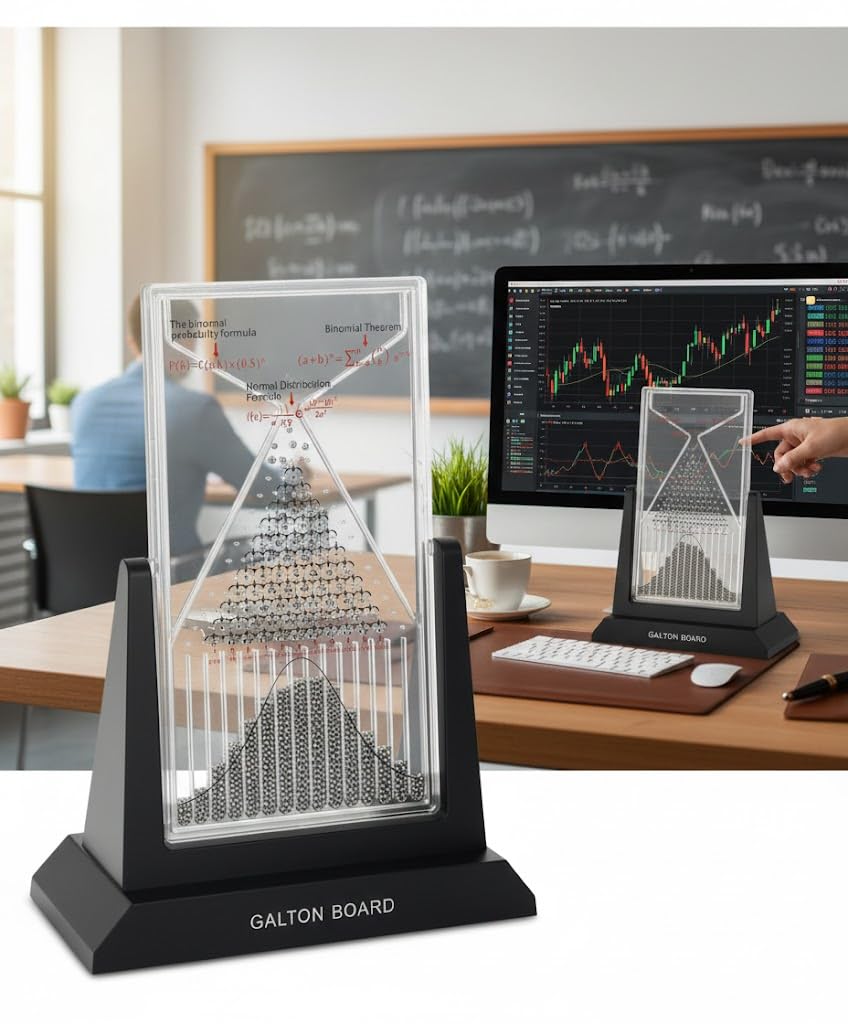 Galton Board Probability Demonstrator -12.6in Visualize Normal Distribution & Bell Curve Desktop Science Ornaments& Pascal’s Triangle Math Tool STEM Educational Gift for Teachers, Investors & Geeks
