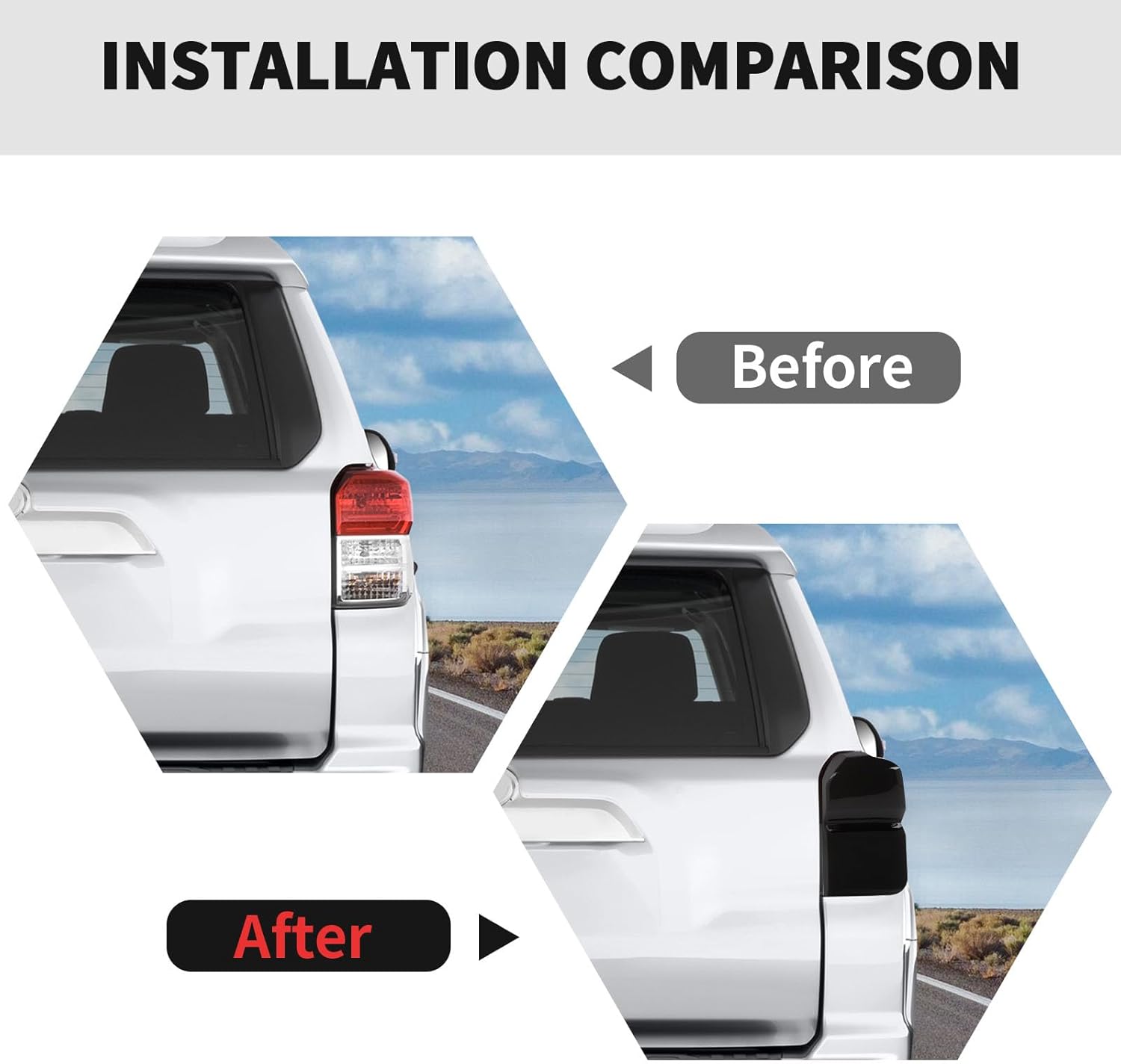 RT-TCZ Smoked Black Tail Light Lamp Cover Guard Trim Decoration Exterior Accessories for Toyota 4Runner 2010 2011 2012 2013