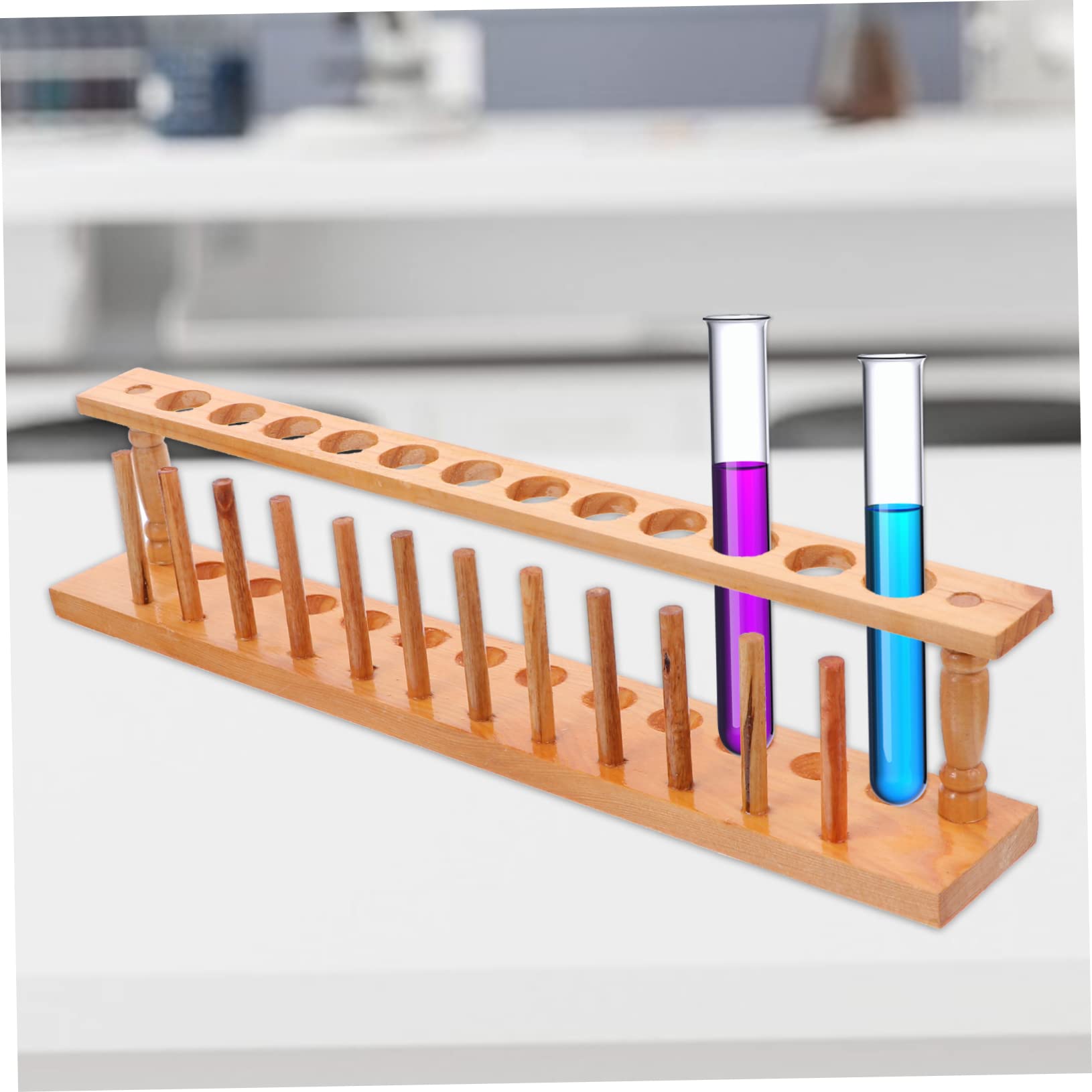 PRETYZOOM Porta Tubos de Ensayo de Madera Ligera y Portátil, Gradilla para Tubos de Ensayo Resistente para Laboratorio y Escuela, Diseño Práctico y Duradero