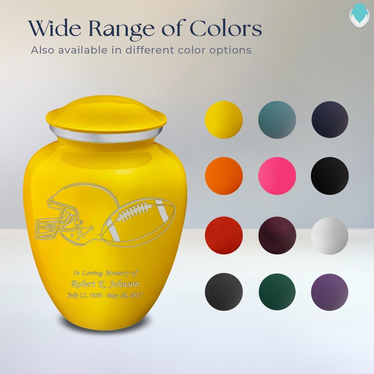 Geturns - Adult Personalized Football Cremation Urns for Human Ashes I Large Yellow Funeral Urn for Men and Women I 200 lbs