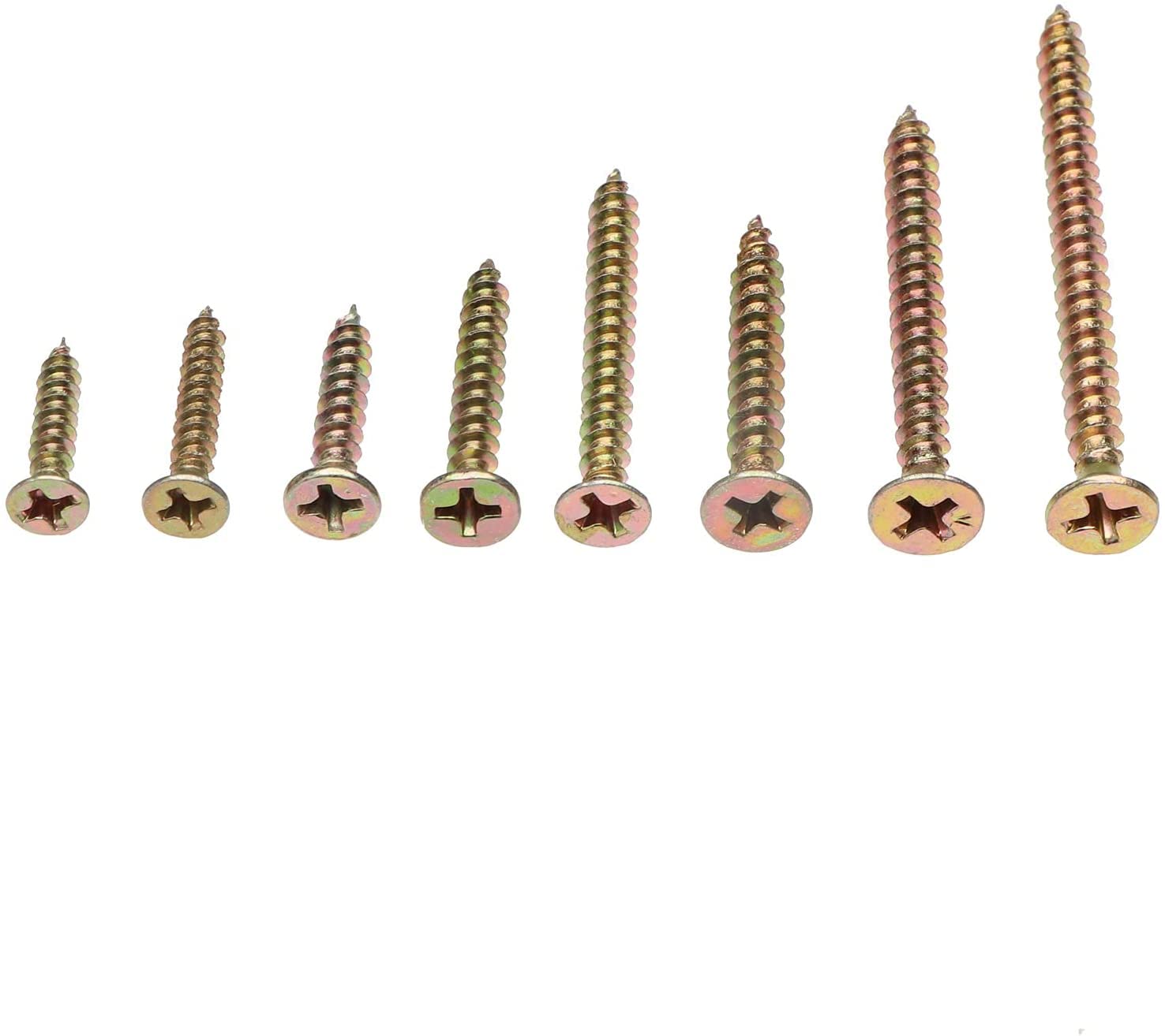 BAtlam 332 Uds. En Caja, Clavos de Fibra de Zinc chapados en Color, Tornillos de carpintería autorroscantes Cruzados avellanados, combinación de M3-M4