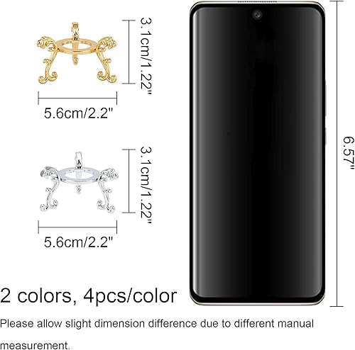 Miniatura 9 de AHANDMAKER Soporte de bola de cristal, 4 paquetes de soporte de esfera de cristal dorado y plateado, 2.8 pulgadas de diámetro, estilo antiguo,