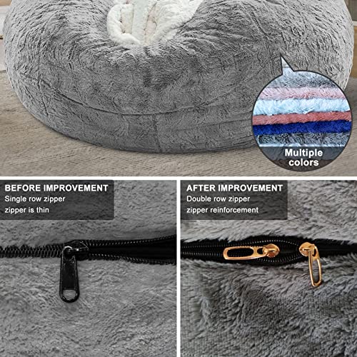 Rainbean Bean Bag Chair Cover(It Was Only A Cover, Not A Full Bean Bag) Chair Cushion, Big Round Soft Fluffy Pv Velvet Sofa Bed Cover, Living Room Furniture, Lazy Sofa Bed Cover,5Ft Orange #TOP3